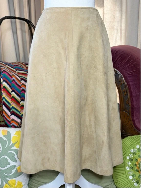 70s Bonnie Cashin Camel Suede A-Line Skirt - Picture 1 of 9